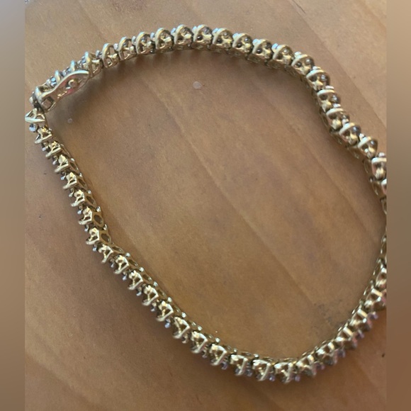 14K Yellow genuine Gold with 3ct TW Diamond Tennis Bracelet 7.7 inch length - Picture 2 of 11